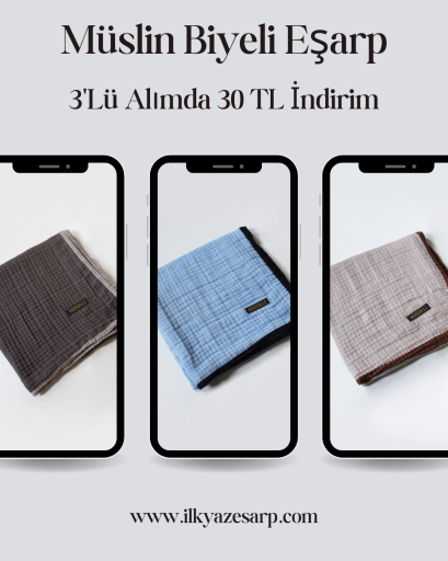 Müslin Eşarp 3 Adet 1020 TL Yerine 990 TL